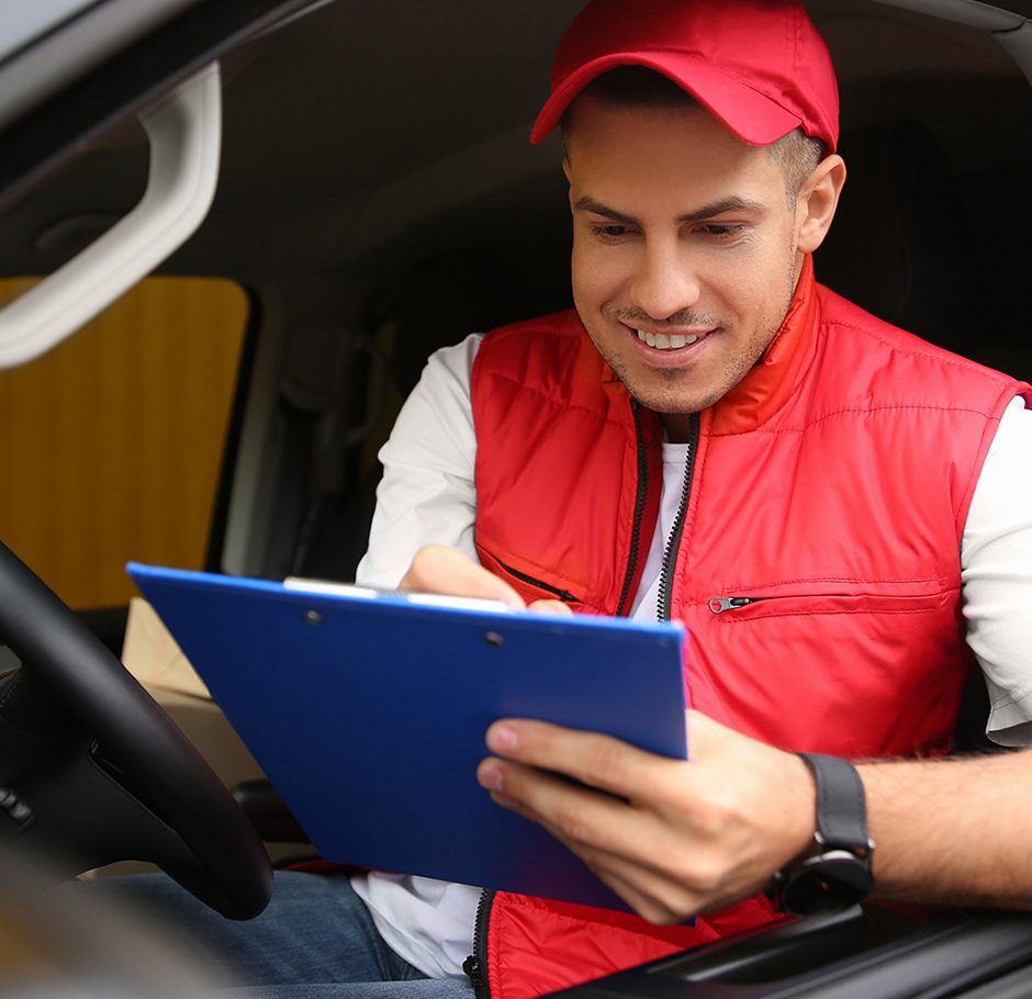 delivery man filling delivery man filling